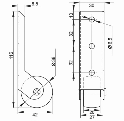 Колесная опора 497м (белое колесо) фото 2